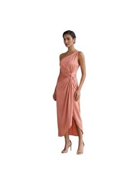 Atuleuhi One Shoulder Peach Atuleuhi Peach One Shoulder Ruched Midi Dress S NWT